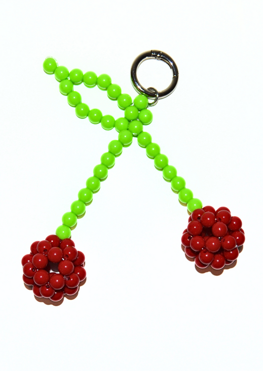 Cherry Beaded Charm – Keychain or Bag Accessory
