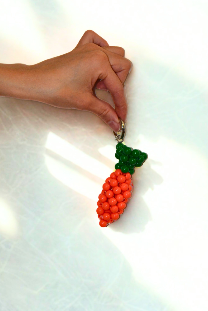 Carrot Beaded Charm – Handmade Keychain or Bag Accessory