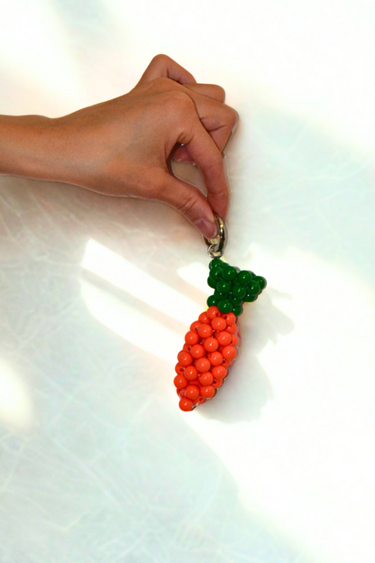Carrot Beaded Charm – Handmade Keychain or Bag Accessory