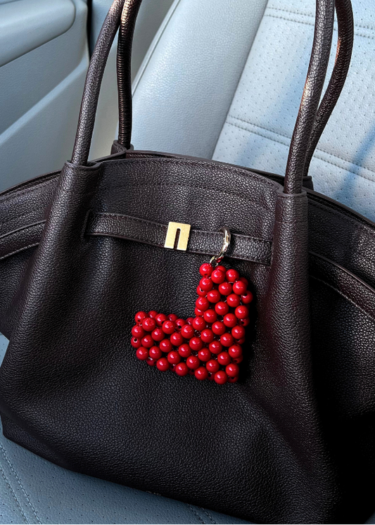 Heart Charm – Beaded Bag Accessory