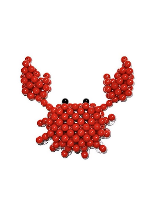 Red beaded crab on a white background